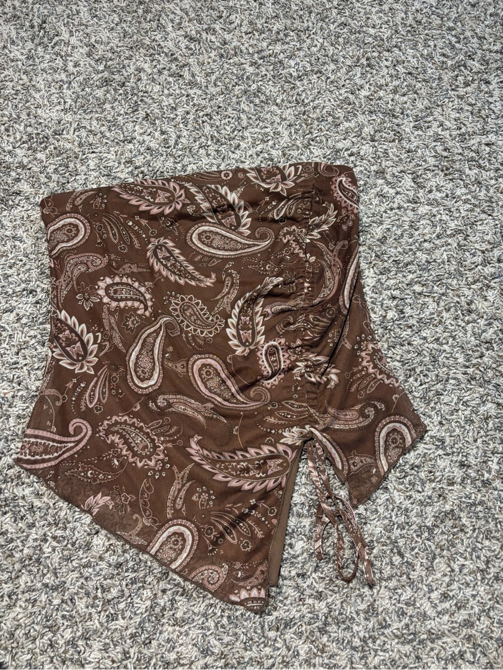 Almost Famous Brown Paisley Strapless Corset Top